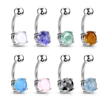 Belly Button Piercing with Stone - Surgical Steel 316L - 1.6mm