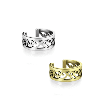 Ear Cuff mit filigranem Ornament-Muster - Messing