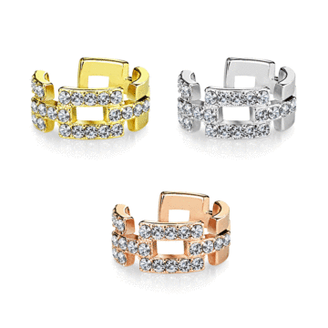 Ear Cuff mit Zirkonia Kettenglieder - Messing