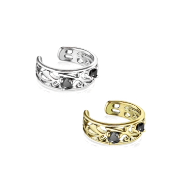 Ear Cuff mit filigranem Ornament-Muster Breit - Messing