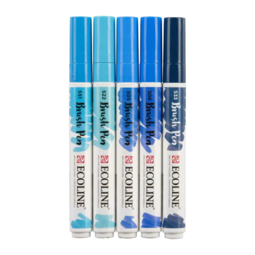 Ecoline - Brush Pen - 5er Set - Blau