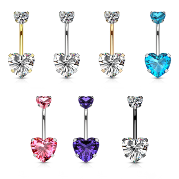 Heart Belly Button Piercing - Surgical Steel 316L - 1.6mm