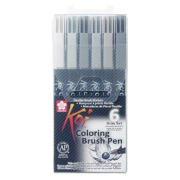 Sakura - Koi Coloring Brush Pen - 6er Grau Set