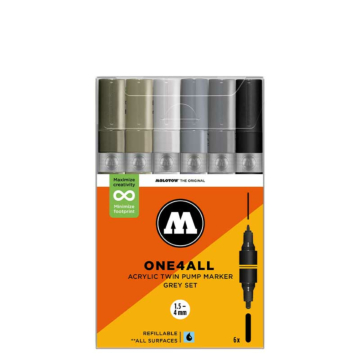 Molotow - ONE4ALL - Twin Marker 6er Set - Grey