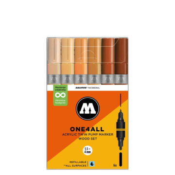Molotow - ONE4ALL - Twin Marker 6er Set - Wood