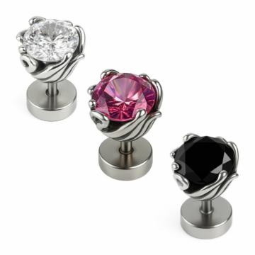 Ohrstecker mit funkelndem Edelstein rund - Chirurgenstahl 316L - 1.2mm