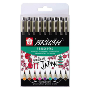 Sakura - Pigma Brush Pen - 9er Set