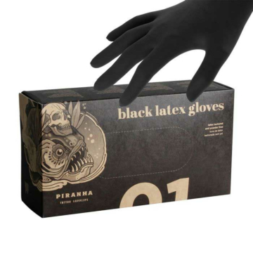 Piranha - Black Latex Gloves - 100 Pcs