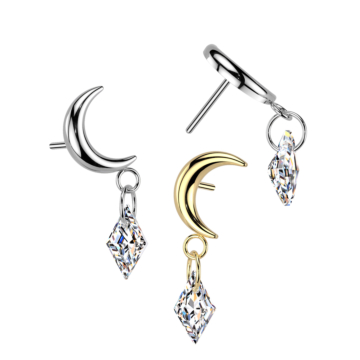 Mond mit Edelstein Anhänger Aufsatz - Titan - Push In