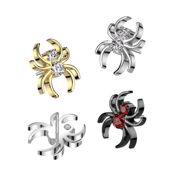 Spinne mit Edelstein Aufsatz - Titan - Push In