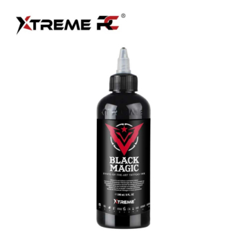 Xtreme Ink Black Magic - 240ml bottle of black tattoo ink, high-quality vegan tattoo color, available at the local shop in Switzerland.