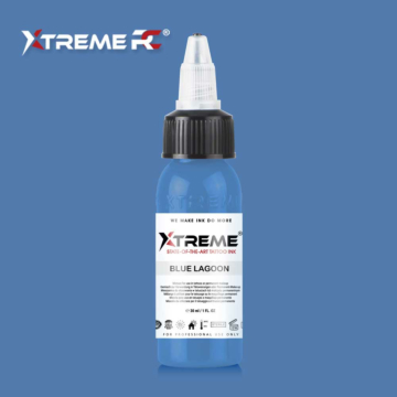 Entdecken Sie XTreme Ink - Blue Lagoon 30ml, die perfekte blaue vegane Tätowierfarbe. Hochwertig, langanhaltend und hautverträglich für Schattierungen und Konturen.