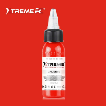 XTreme Ink - Caliente 30ml, red vegan tattoo ink. High-quality, long-lasting, and skin-friendly tattoo ink in Caliente.