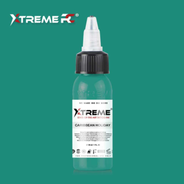 XTreme Ink - Caribbean Holiday 30ml, Caribbean blue vegan tattoo ink. High-quality, long-lasting, and skin-friendly tattoo ink in Caribbean Holiday.