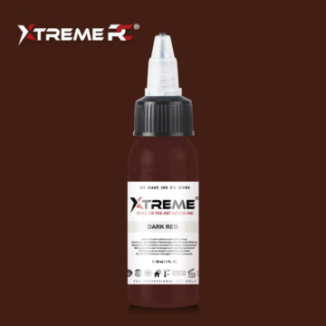 XTreme Ink - Dark Red 30ml, dark red vegan tattoo ink. High-quality, long-lasting, and skin-friendly tattoo ink in Dark Red.