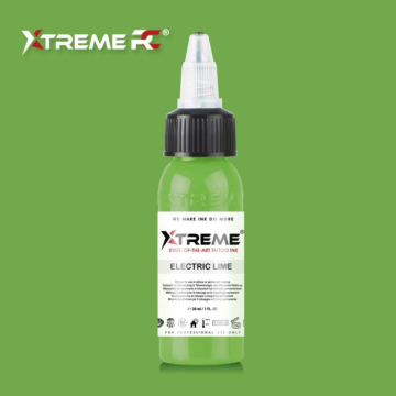 XTreme Ink - Electric Lime 30ml, elektrische limettengrüne vegane Tätowierfarbe. Hochwertige, langanhaltende und hautverträgliche Tätowierfarbe in Electric Lime.