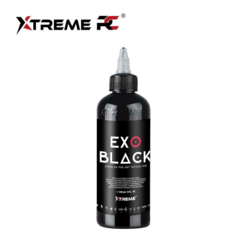 XTreme Ink - Exo Black 240ml, deep black vegan tattoo ink. High-quality, long-lasting, and skin-friendly tattoo ink in Exo Black.