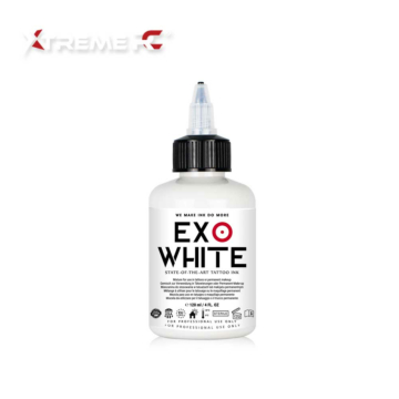 XTreme Ink - Exo White 120ml, pure white vegan tattoo ink. High-quality, long-lasting, and skin-friendly tattoo ink in Exo White