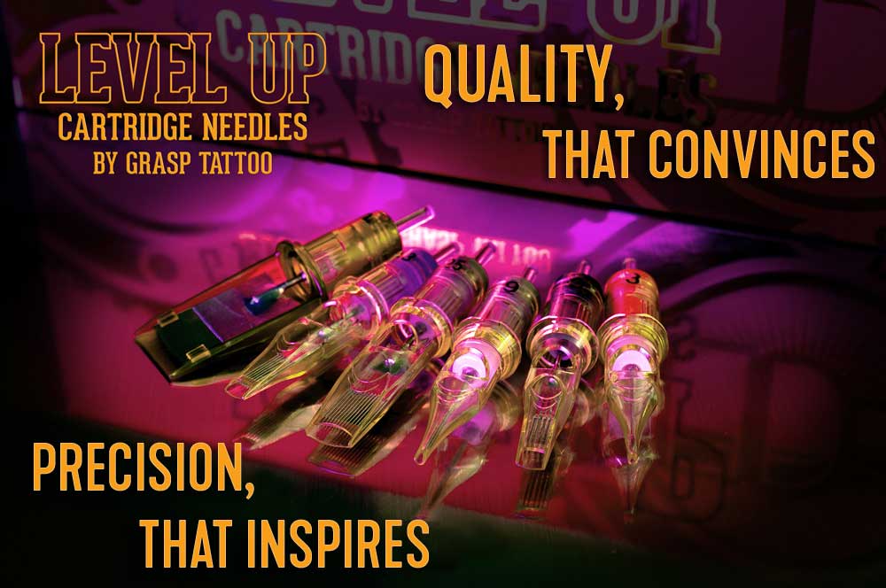 LevelUP Tattoo Cartridges, Levelup Liner Neeldes, Tattoo Liner cartridges, tattoo fineliner needles, fineliner cartridges, tattoo fineliner supply, tattoo supply, tattoo needles switzerland, best tattoo needles